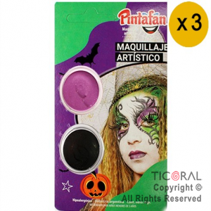 MAQUILLAJE ARTISTICO PINTAFAN LILA NEGRO BRUJA 13-802 (4GR SET X 2) x 3